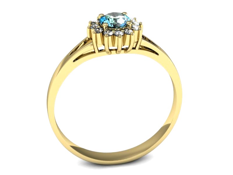 Złoty pierścionek z topazem i brylantami - p16120za — zdjęcie 3