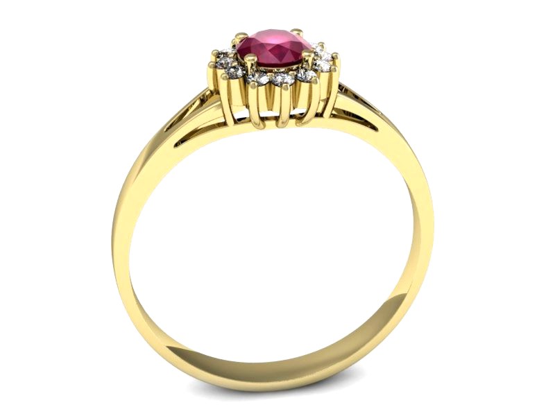 Pierścionek z rubinem i brylantami - p16120zr — zdjęcie 3
