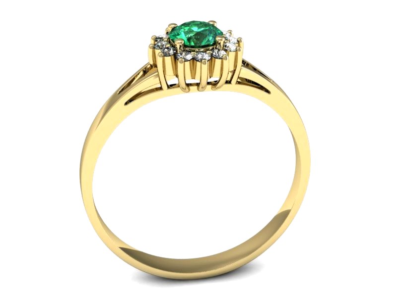 Złoty pierścionek ze szmaragdem i brylantami - p16120zsm — zdjęcie 3