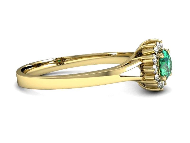 Złoty pierścionek ze szmaragdem i brylantami - p16120zsm — zdjęcie 2