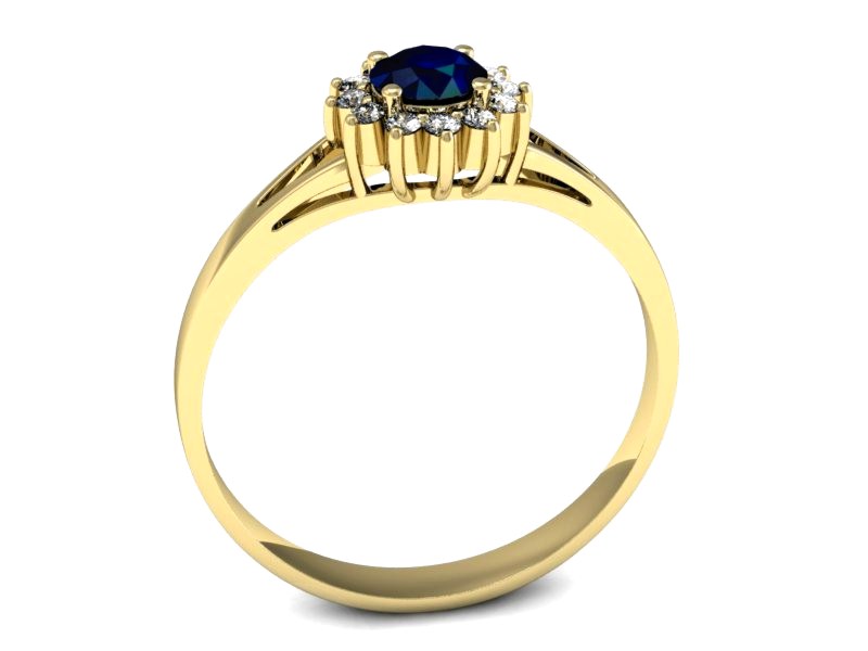 Złoty pierścionek z szafirem i brylantami - p16120zsz — zdjęcie 3