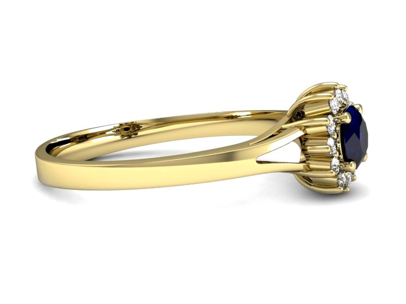 Złoty pierścionek z szafirem i brylantami - p16120zsz — zdjęcie 2