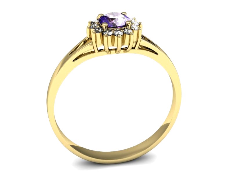 Pierścionek z tanzanitem i brylantami żółte złoto - p16120zt — zdjęcie 3