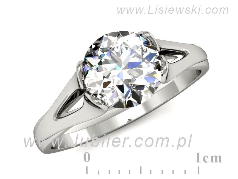 Złoty pierścionek z brylantem białe złoto - p16121b