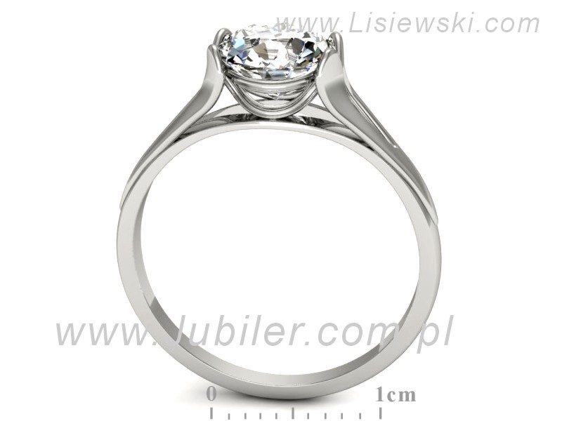 Złoty pierścionek z brylantem białe złoto - p16121b — zdjęcie 3