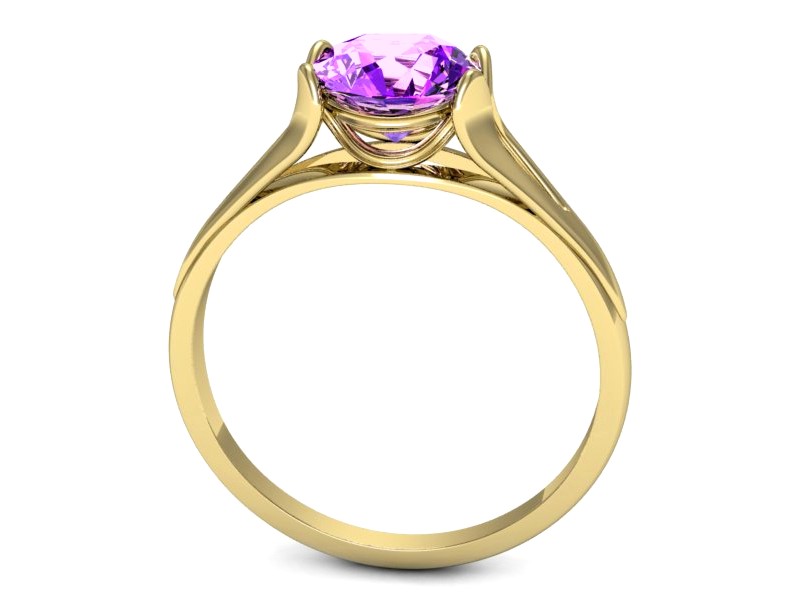 Złoty pierścionek z ametystem żółte złoto - p16121zat — zdjęcie 3
