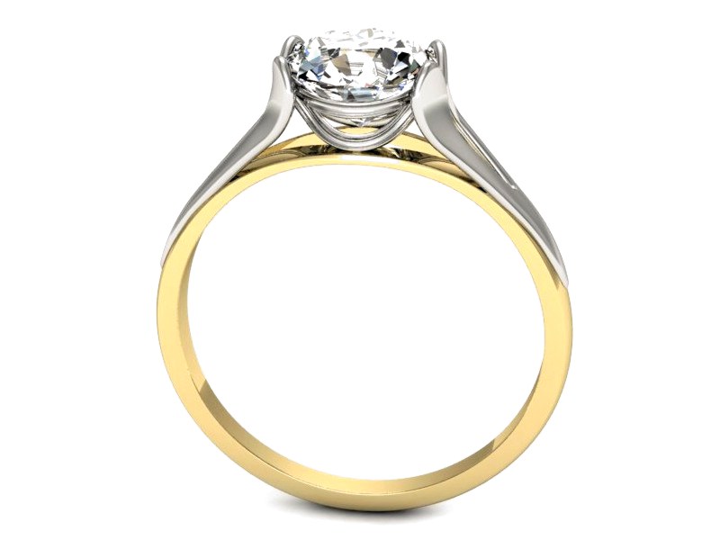 Pierścionek z diamentem żółte i białe złoto - p16121zb — zdjęcie 3