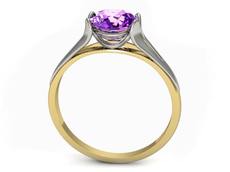 Pierścionek z ametystem żółte i białe złoto - p16121zbat — zdjęcie 3