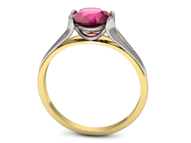 Pierścionek z rubinem żółte białe złoto - p16121zbr — zdjęcie 3