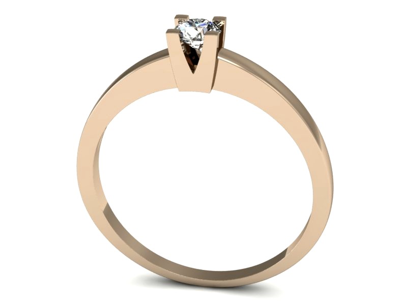 Złoty pierścionek z brylantem różowe złoto - p16122c — zdjęcie 3