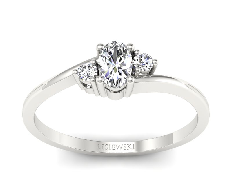 Złoty pierścionek z diamentami białe złoto - p16124b