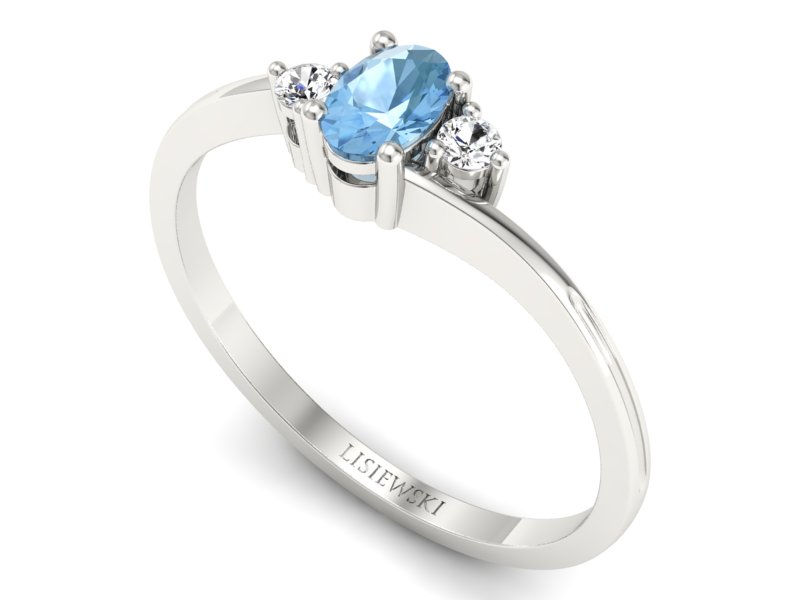 Pierścionek z topazem i brylantami białe złoto - p16124ba — zdjęcie 3