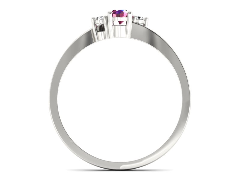 Pierścionek z rubinem i brylantami białe złoto - p16124br — zdjęcie 2