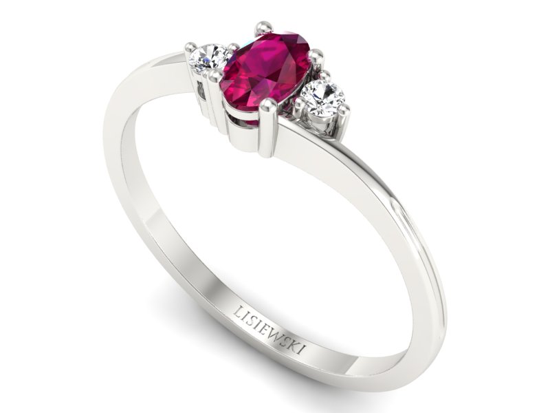Pierścionek z rubinem i brylantami białe złoto - p16124br — zdjęcie 3
