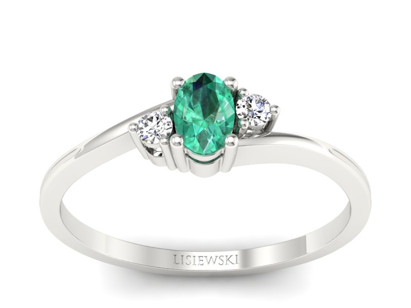 Złoty pierścionek ze szmaragdem i brylantami - p16124bsm