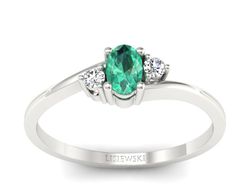 Złoty Pierścionek ze szmaragdem i brylantami - p16124bsm