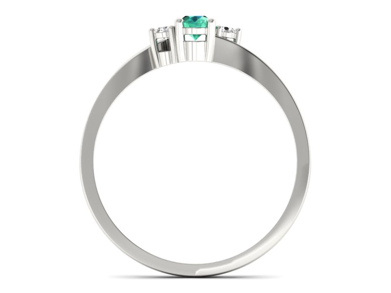 Złoty pierścionek ze szmaragdem i brylantami - p16124bsm — zdjęcie 2