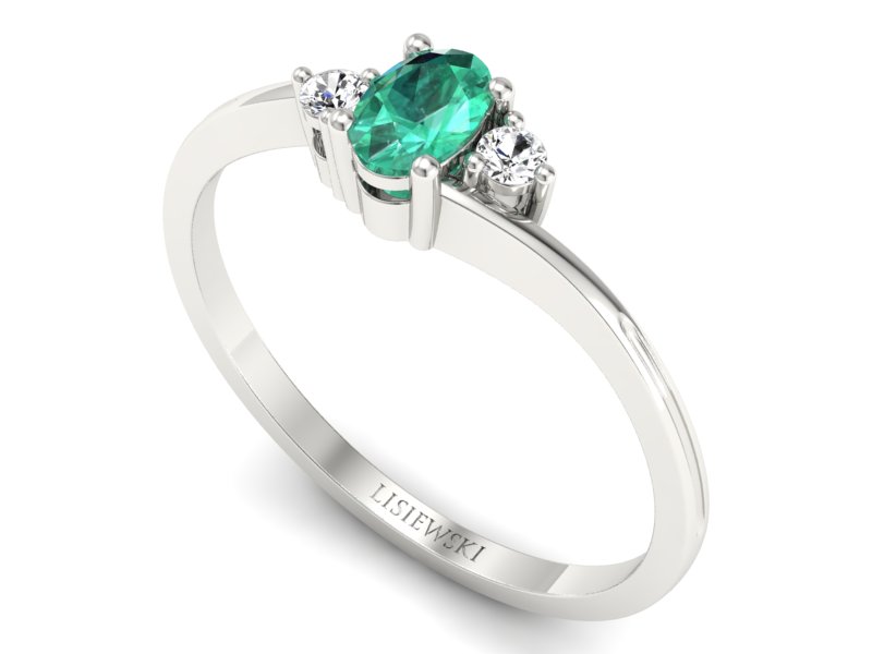 Złoty pierścionek ze szmaragdem i brylantami - p16124bsm — zdjęcie 3