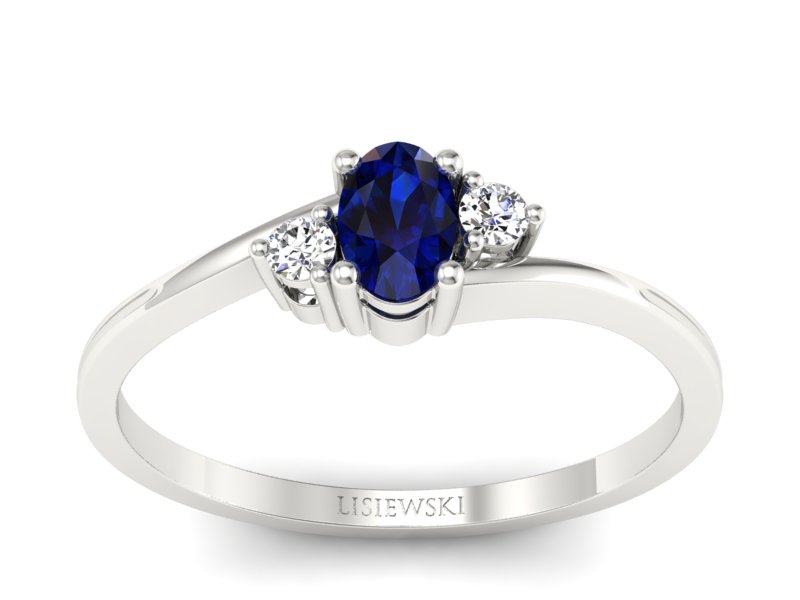 Złoty pierścionek z szafirem i brylantami - p16124bsz