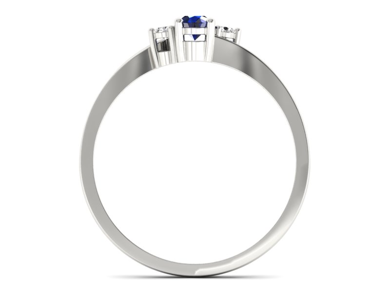 Złoty pierścionek z szafirem i brylantami - p16124bsz — zdjęcie 2