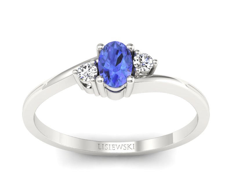 Pierścionek z tanzanitem białe złoto z brylantami - p16124bt