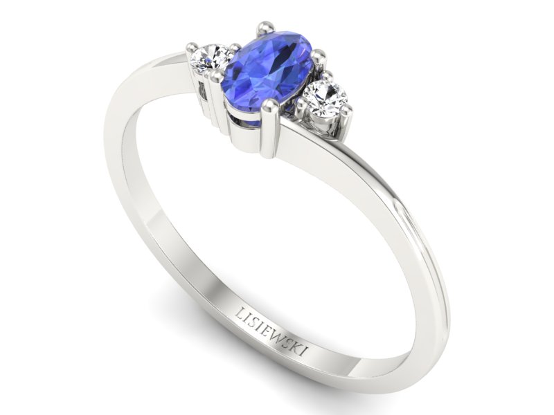 Pierścionek z tanzanitem białe złoto z brylantami - p16124bt — zdjęcie 3