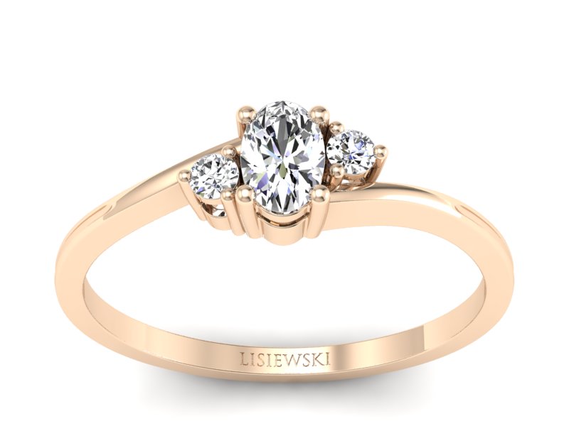 Złoty pierścionek z diamentem z różowego złota - p16124c