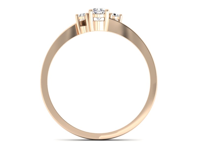 Złoty pierścionek z diamentem z różowego złota - p16124c — zdjęcie 2