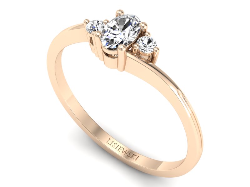 Złoty pierścionek z diamentem z różowego złota - p16124c — zdjęcie 3