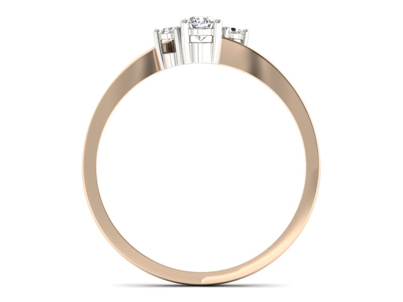 Pierścionek z diamentami różowe i białe złoto - p16124cb — zdjęcie 2