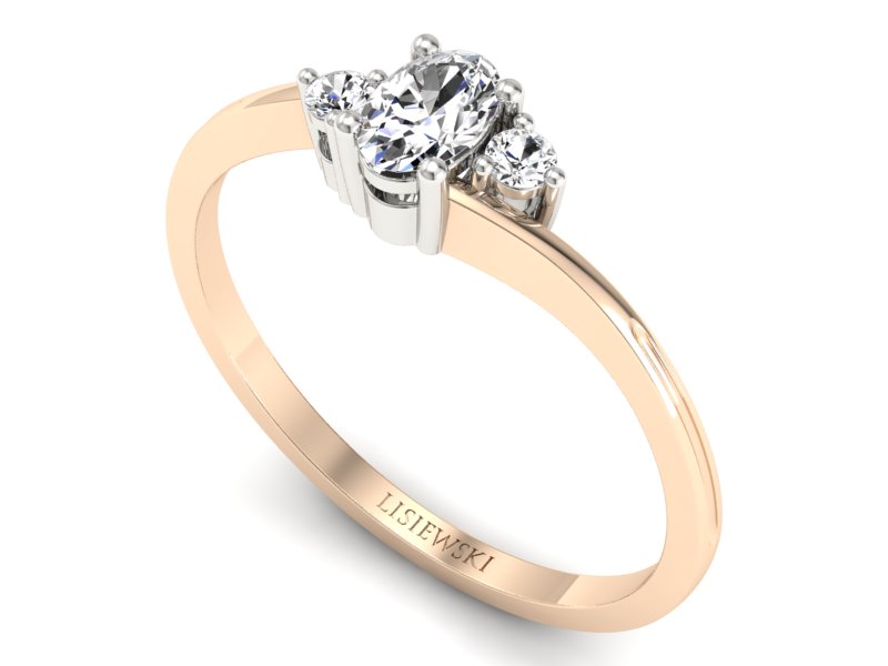 Pierścionek z diamentami różowe i białe złoto - p16124cb — zdjęcie 3