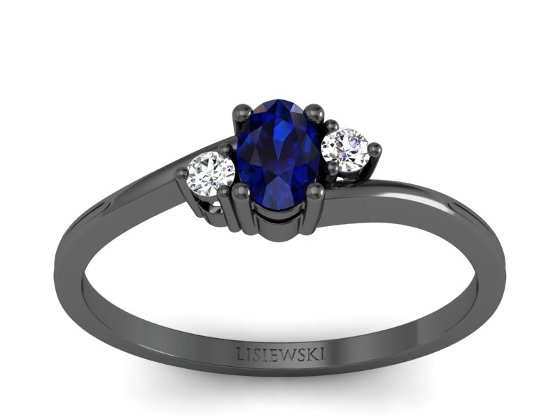 Złoty pierścionek z szafirem i brylantami - p16124czsz