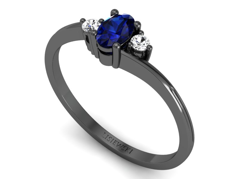 Złoty pierścionek z szafirem i brylantami - p16124czsz — zdjęcie 3