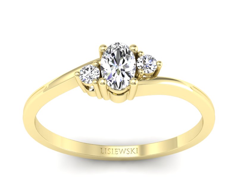 Złoty pierścionek z diamentami żółte złoto - p16124z