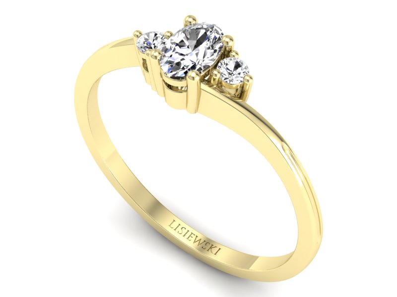 Złoty pierścionek z diamentami żółte złoto - p16124z — zdjęcie 3