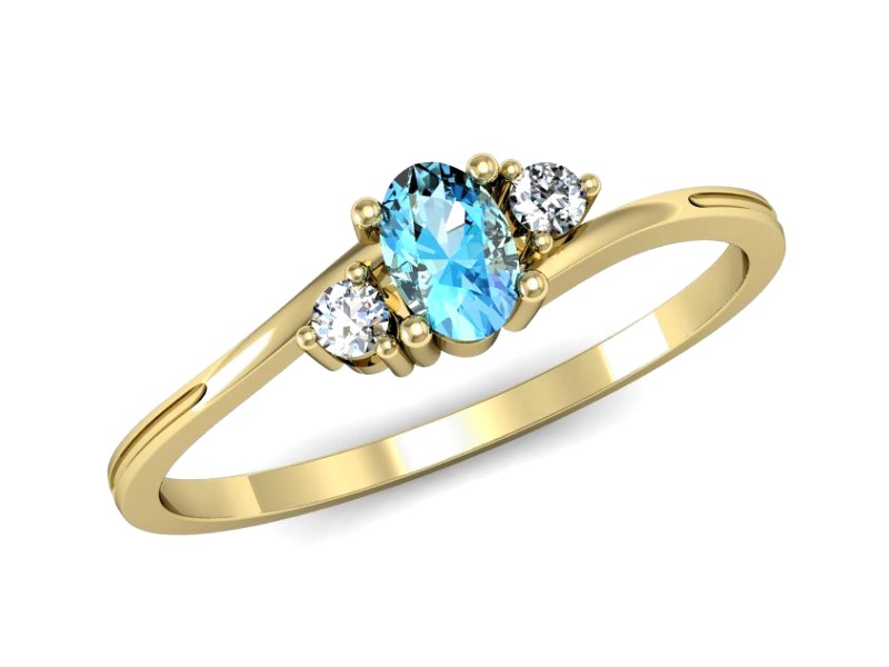 Pierścionek z topazem i diamentami żółte złoto - p16124za — zdjęcie 4
