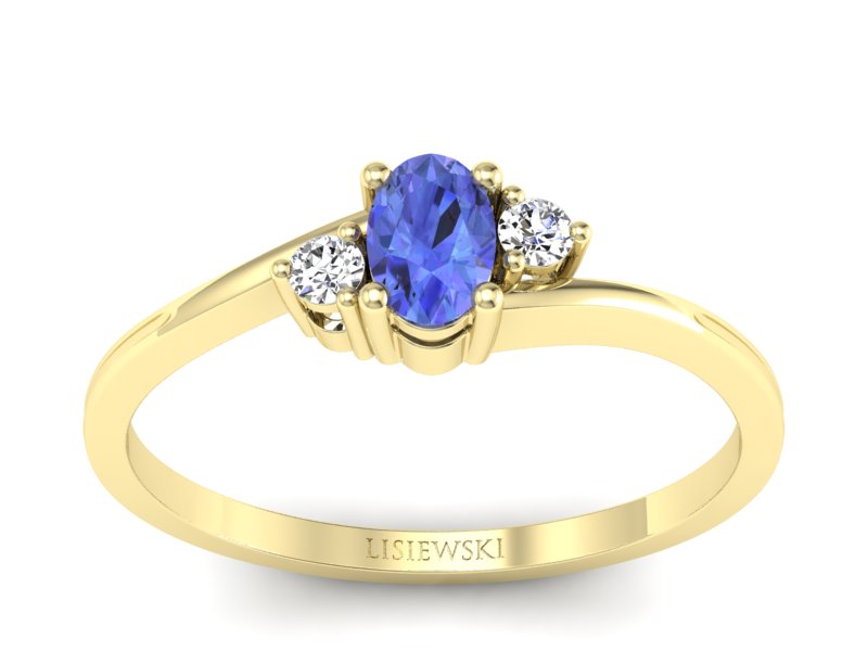 Pierścionek z topazem i diamentami żółte złoto - p16124za