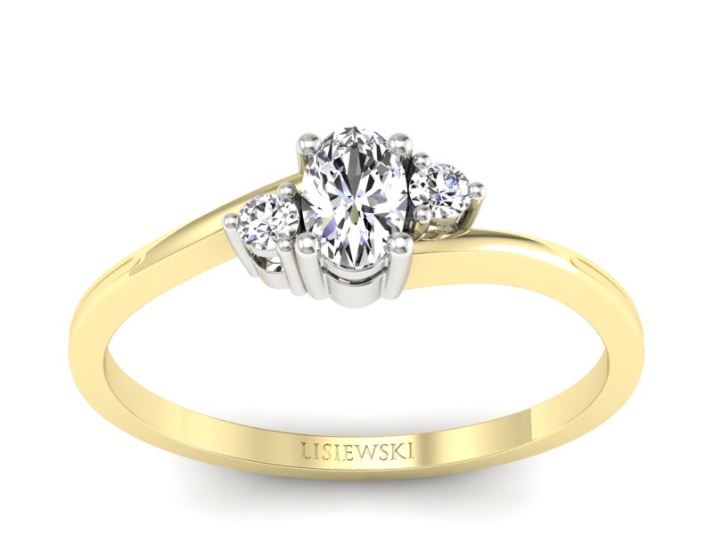 Pierścionek z diamentami białe i żółte złoto - p16124zb