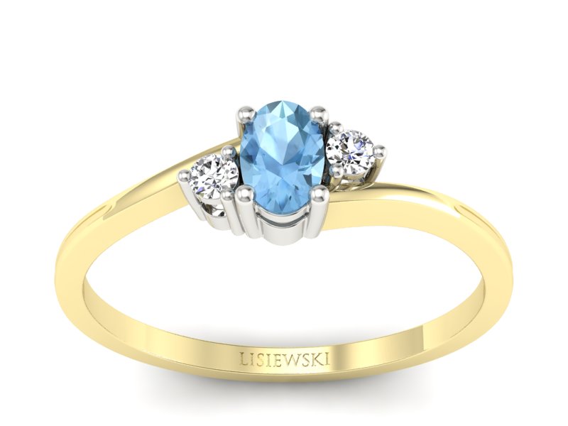 Pierścionek topaz i brylanty białe żółte złoto - p16124zba