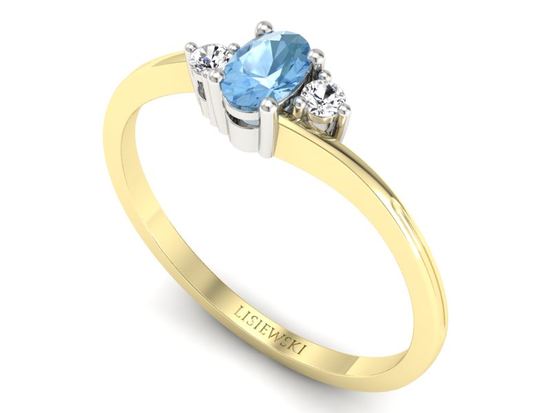 Pierścionek topaz i brylanty białe żółte złoto - p16124zba — zdjęcie 3