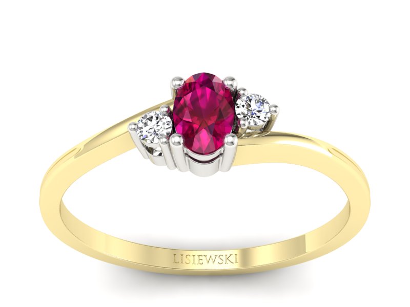 Pierścionek z rubinem i diamentami - p16124zbr