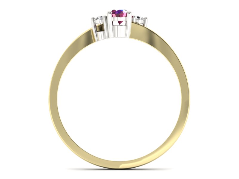 Pierścionek z rubinem i diamentami - p16124zbr — zdjęcie 2