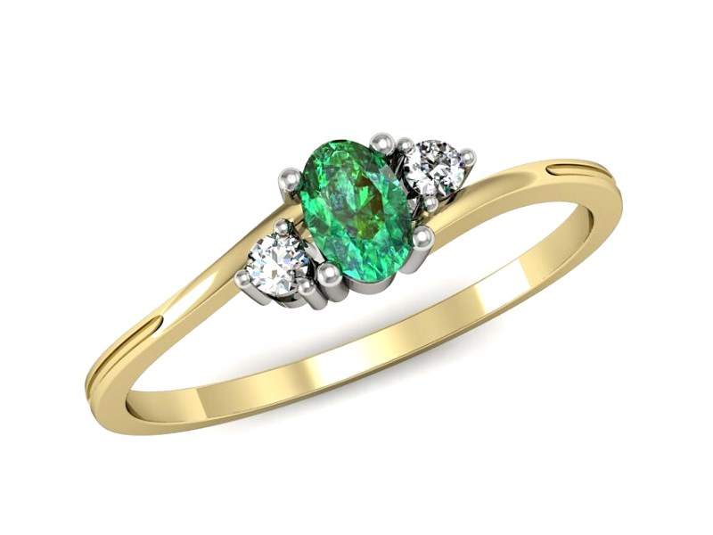 Pierścionek ze szmaragdem i diamentem - p16124zbsm — zdjęcie 4