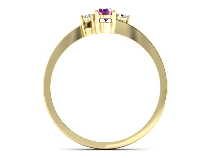 Pierścionek z rubinem i brylantami żółte złoto - p16124zr — zdjęcie 2