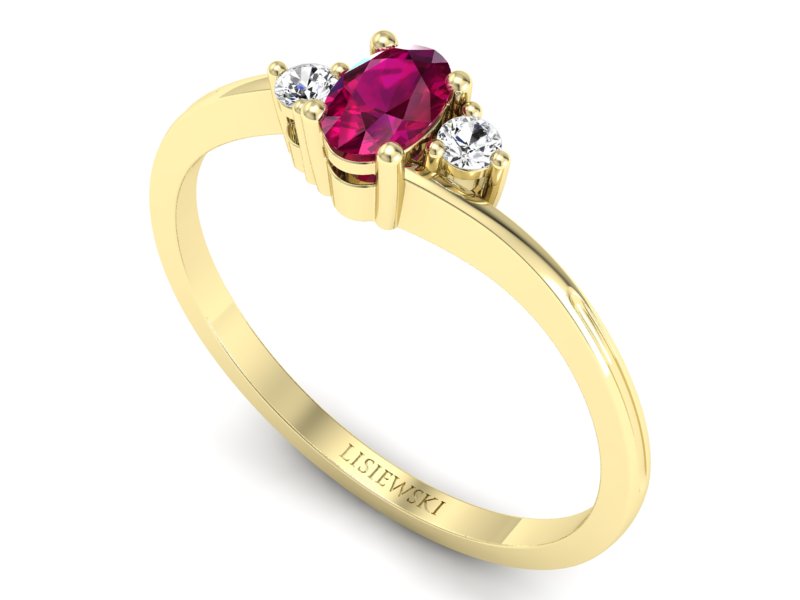 Pierścionek z rubinem i brylantami żółte złoto - p16124zr — zdjęcie 3