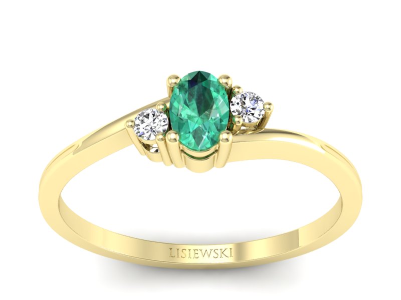 Pierścionek ze szmaragdem z brylantami - p16124zsm