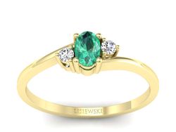 Pierścionek ze szmaragdem z brylantami złoto 585 - p16124zsm