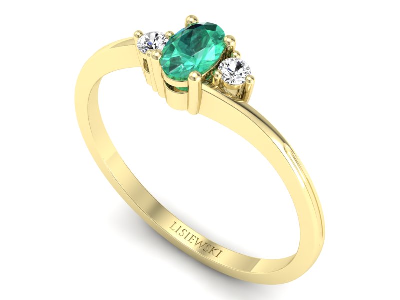 Pierścionek ze szmaragdem z brylantami - p16124zsm — zdjęcie 3