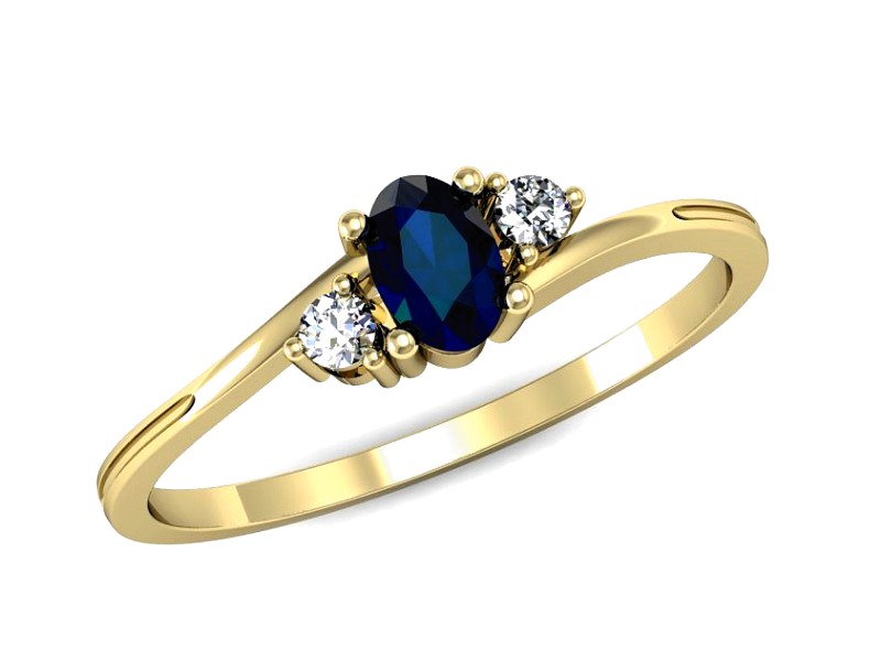 Pierścionek z szafirem i diamentami żółte złoto - p16124zsz — zdjęcie 4