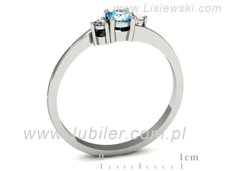 Złoty pierścionek z akwamarynem i brylantami - p16125ba — zdjęcie 3